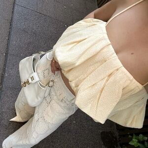 NWT ZARA Strappy Voluminous Crop Top Butter Yellow 1014/327 Sizes S, M